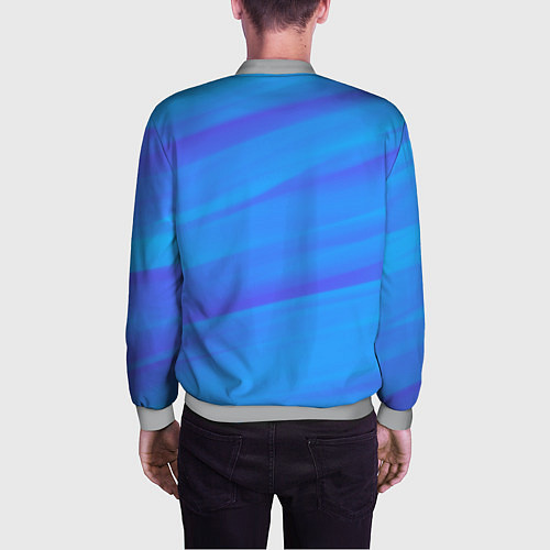 Мужской бомбер Россия - синие волны / 3D-Меланж – фото 4