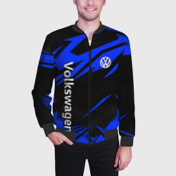 Бомбер мужской Volkswagen - blue stripes, цвет: 3D-черный — фото 2