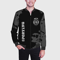 Бомбер мужской Sporting sport на темном фоне вертикально, цвет: 3D-черный — фото 2