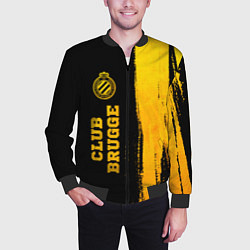 Бомбер мужской Club Brugge - gold gradient по-вертикали, цвет: 3D-черный — фото 2