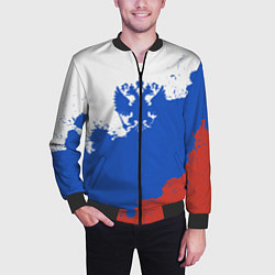 Бомбер мужской Российский триколор и герб, цвет: 3D-черный — фото 2
