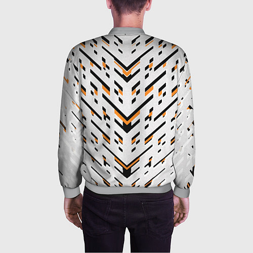 Мужской бомбер Чёрные и жёлтые полосы на белом фоне / 3D-Меланж – фото 4