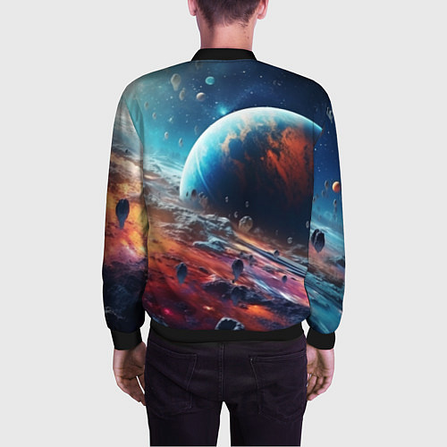Мужской бомбер Космос фантастическая планета / 3D-Черный – фото 4