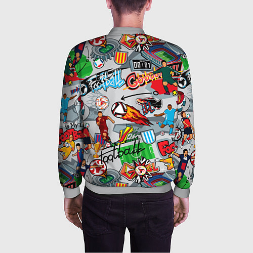 Мужской бомбер Football is my life pattern / 3D-Меланж – фото 4