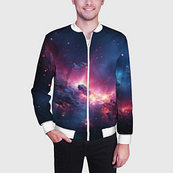 Бомбер мужской Взрыв в космосе, цвет: 3D-белый — фото 2