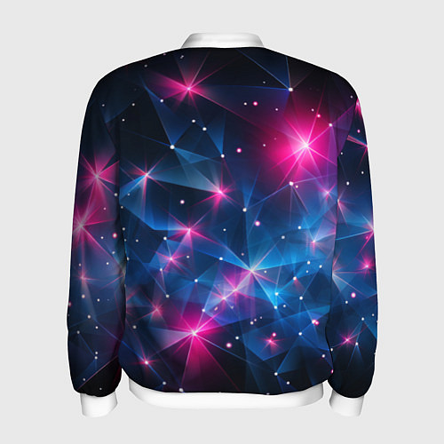 Мужской бомбер Яркие неоновые вспышки в космосе / 3D-Белый – фото 2