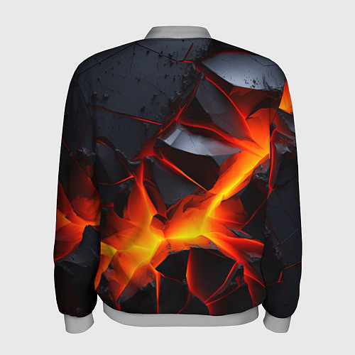 Мужской бомбер Камни в разломе красный свет / 3D-Меланж – фото 2