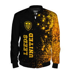 Бомбер мужской Leeds United - gold gradient по-вертикали, цвет: 3D-черный