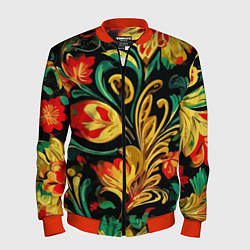 Мужской бомбер Хохлома акварель