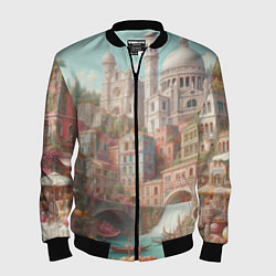 Бомбер мужской Город в восточном стиле, цвет: 3D-черный