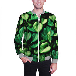 Бомбер мужской Зеленые листья и мох, цвет: 3D-меланж — фото 2