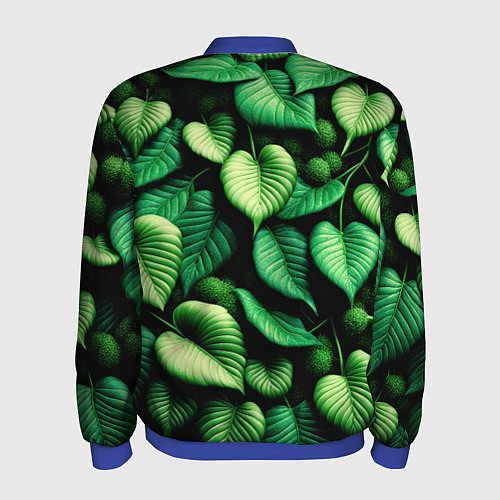 Мужской бомбер Зеленые листья и мох / 3D-Синий – фото 2