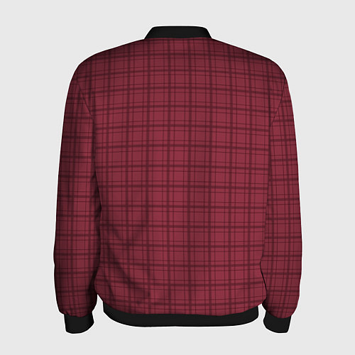 Мужской бомбер Тёмный красный клетчатый / 3D-Черный – фото 2