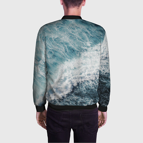 Мужской бомбер Морская бирюзовая волна / 3D-Черный – фото 4