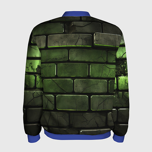 Мужской бомбер Зеленые неоновые кирпичи / 3D-Синий – фото 2