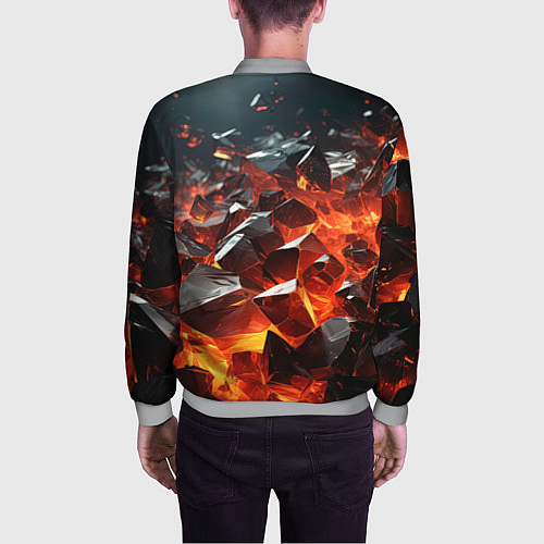 Мужской бомбер Взрыв камней в красном неоне / 3D-Меланж – фото 4