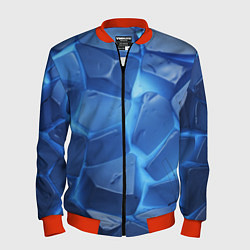 Бомбер мужской Синие ледяные плиты с разломом, цвет: 3D-красный