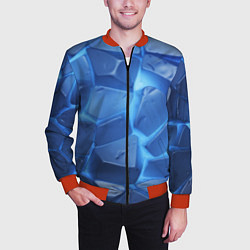 Бомбер мужской Синие ледяные плиты с разломом, цвет: 3D-красный — фото 2