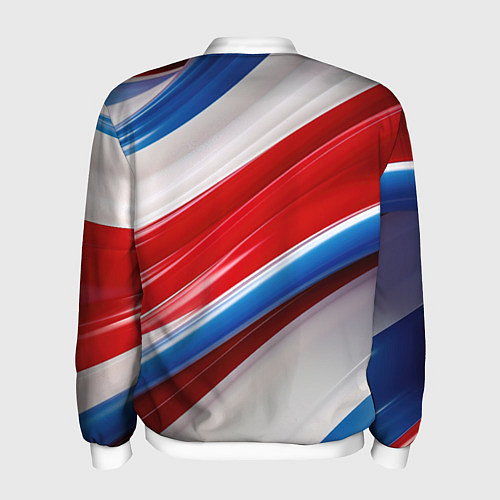 Мужской бомбер Герб России на абстрактном фоне / 3D-Белый – фото 2