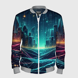 Бомбер мужской Metropolis - vaporwave neon glow, цвет: 3D-меланж