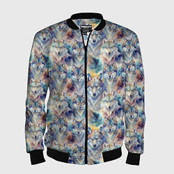 Бомбер мужской Волки паттерн, цвет: 3D-черный