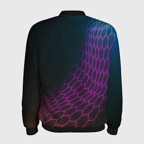 Мужской бомбер Mazda neon hexagon / 3D-Черный – фото 2