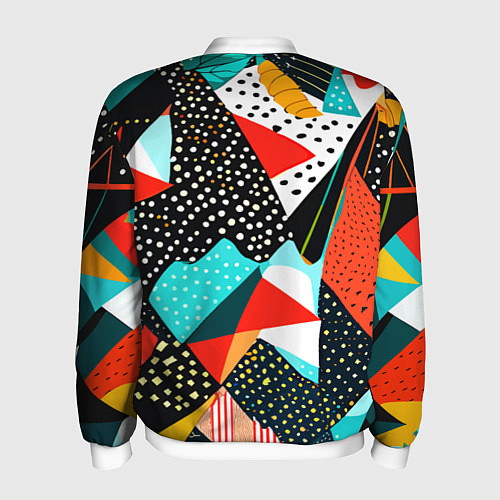 Мужской бомбер Abstract patchwork - ai art / 3D-Белый – фото 2