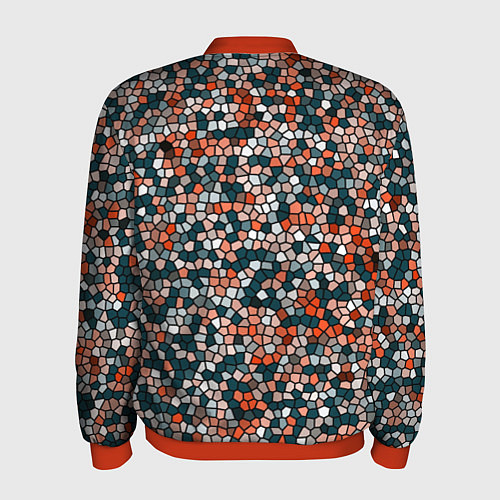Мужской бомбер Красно-бирюзовый паттерн мелкая мозаика / 3D-Красный – фото 2