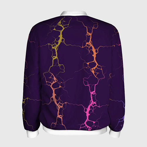 Мужской бомбер Молнии на пурпурном / 3D-Белый – фото 2