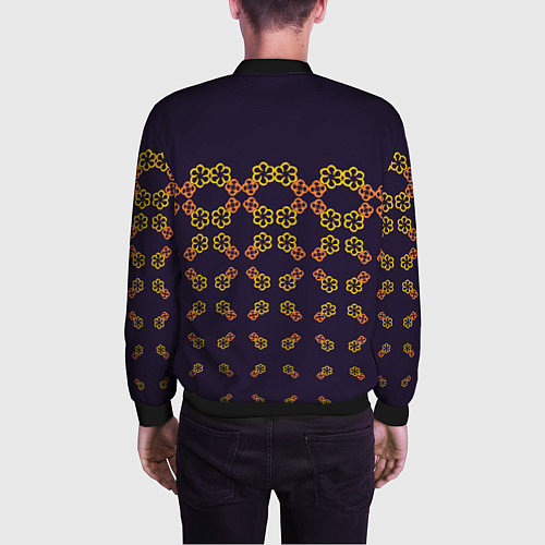 Мужской бомбер Цветочный орнамент на синем / 3D-Черный – фото 4