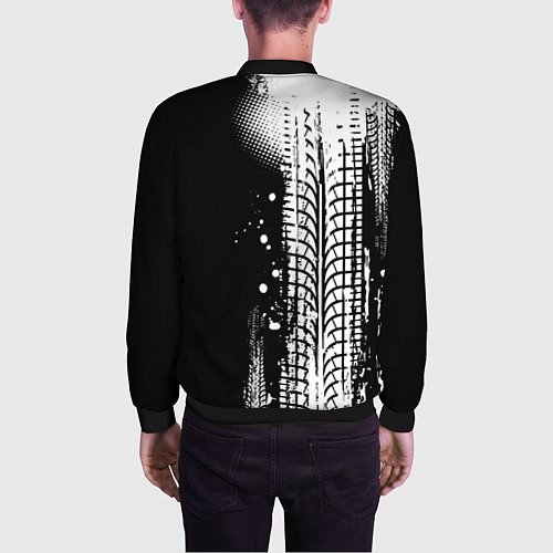 Мужской бомбер Ауди - следы от шин / 3D-Черный – фото 4
