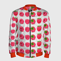 Бомбер мужской Ягода малина узор, цвет: 3D-красный