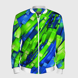 Мужской бомбер Сине-зеленые наклонные блоки