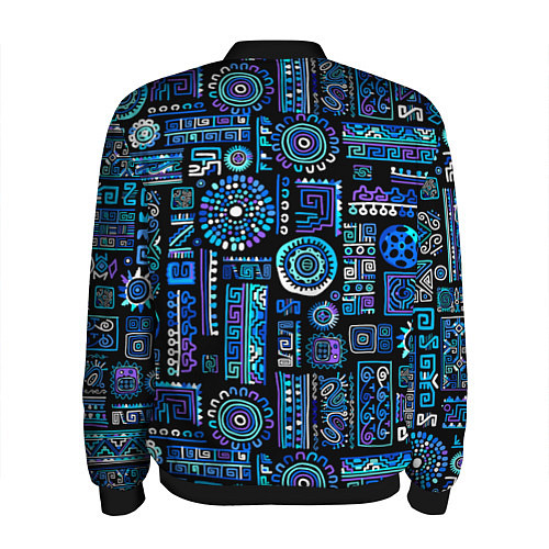 Мужской бомбер Этнический неоновый орнамент / 3D-Черный – фото 2