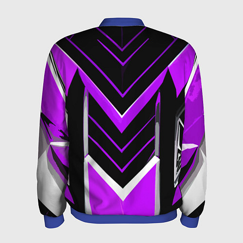 Мужской бомбер Фиолетово-серые полосы на чёрном фоне / 3D-Синий – фото 2