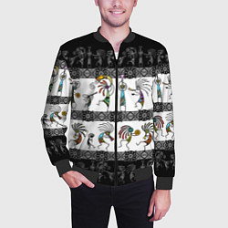 Бомбер мужской Кокопелли - боги индейцев хайда, цвет: 3D-черный — фото 2