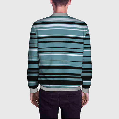 Мужской бомбер Тёмный голубой в полоску / 3D-Меланж – фото 4