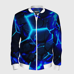 Мужской бомбер Яркие голубые неоновые плиты в разломе