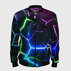 Мужской бомбер Микс из разломленных плит и неоновое свечения