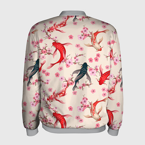 Мужской бомбер Разноцветные рыбы кои / 3D-Меланж – фото 2