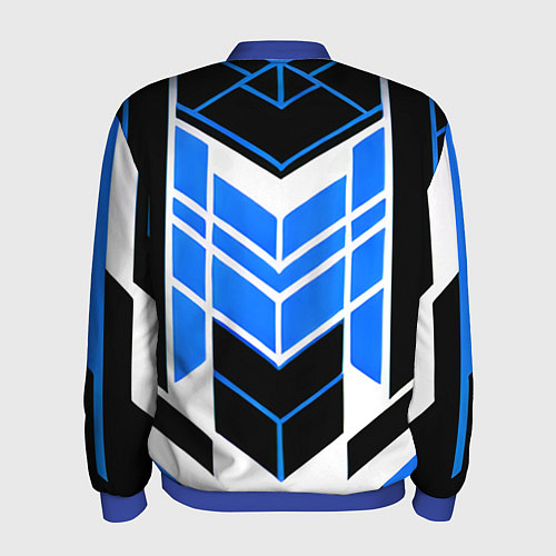 Мужской бомбер Blue and black stripes on a white background / 3D-Синий – фото 2