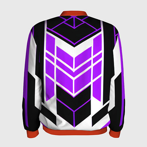 Мужской бомбер Purple and black stripes on a white background / 3D-Красный – фото 2