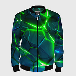 Мужской бомбер Неоновые яркие зеленые разломленные плиты со свето