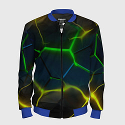 Мужской бомбер Неоновые яркие зеленые плиты с желтым светом