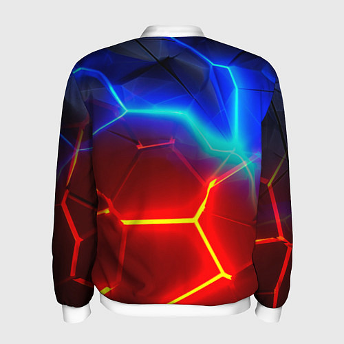 Мужской бомбер Красные плиты с ярким светом / 3D-Белый – фото 2