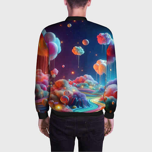 Мужской бомбер Planet chupa chups - neon glow / 3D-Черный – фото 4