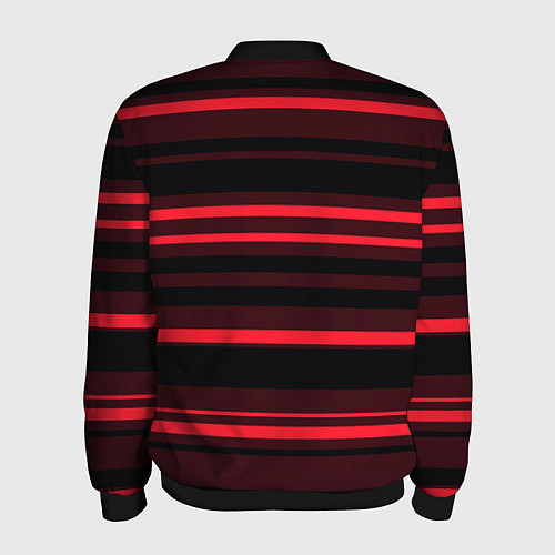 Мужской бомбер Тёмный красный в яркую полоску / 3D-Черный – фото 2