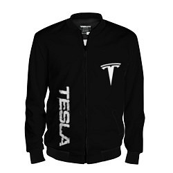 Мужской бомбер Tesla logo white