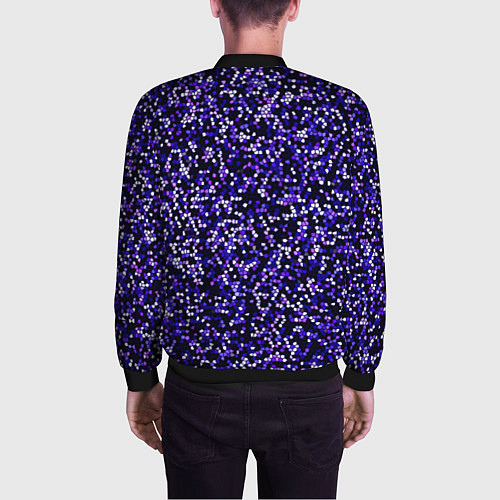 Мужской бомбер Мелкая мозаика паттерн фиолетовый / 3D-Черный – фото 4