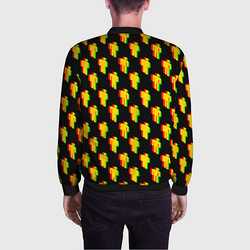 Мужской бомбер Billie Eilish glitch pattern / 3D-Черный – фото 4